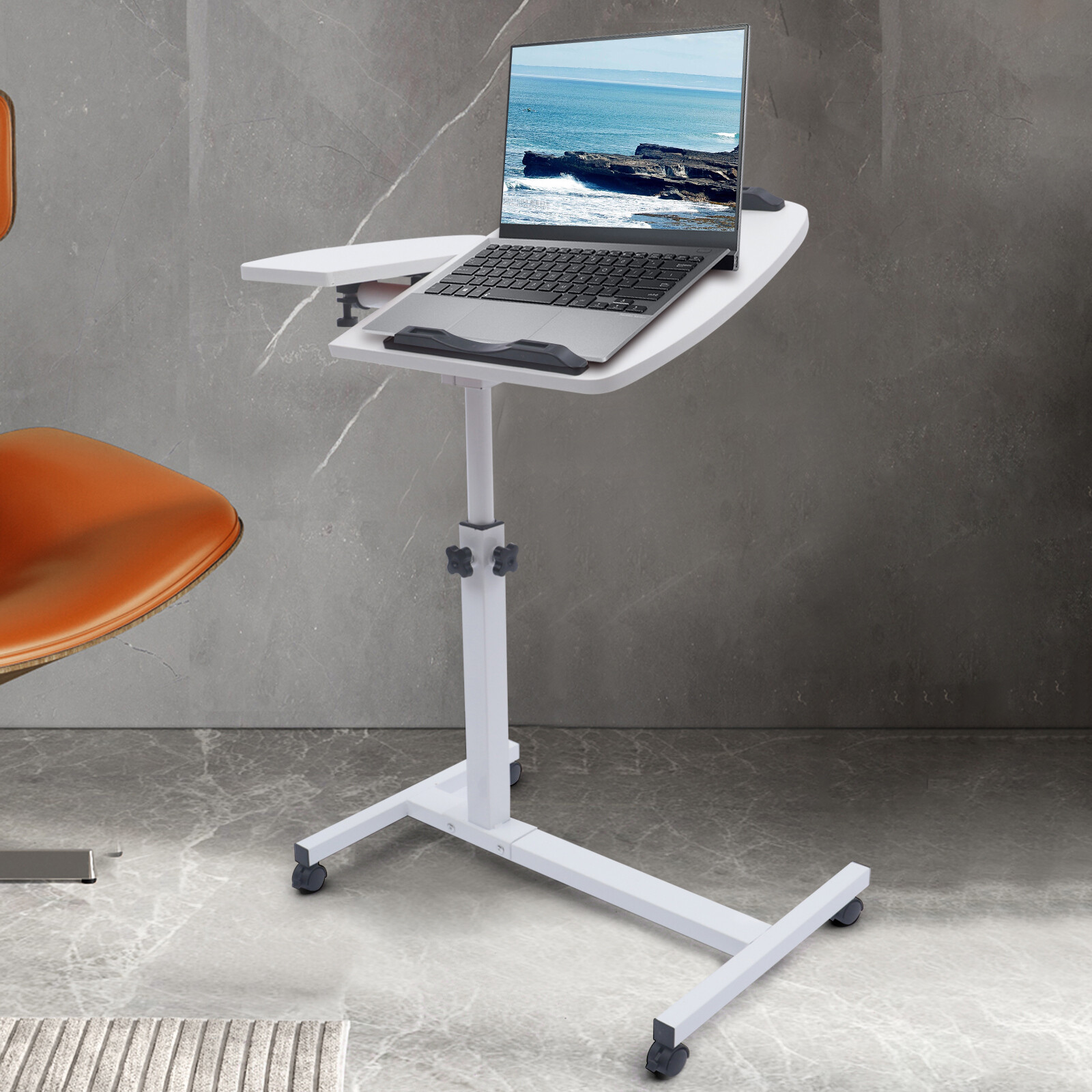 Over Bed Table Mobile Rolling Laptop Stand Computer Bedside Table Adjustable New