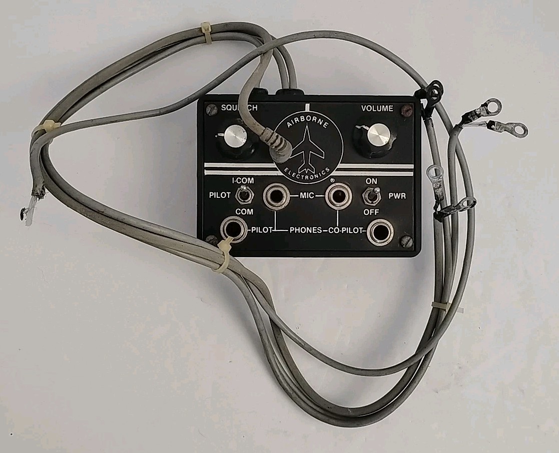 Airborne Electronics Aviation Pilot Copilot Intercom Jack Box Manual PTT Switch