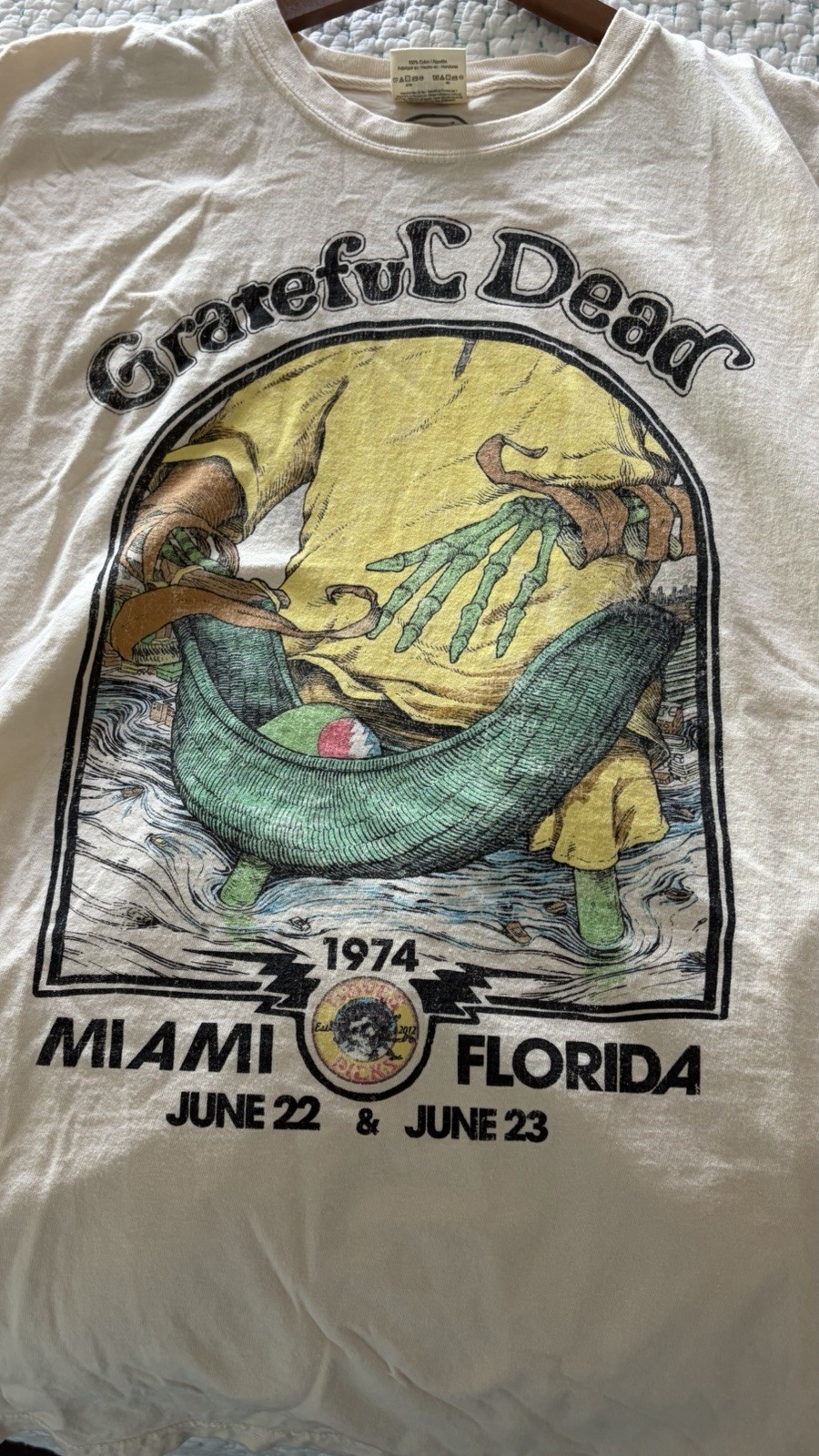 Grateful Dead Miami Florida 1974 Concert T-Shirt 2XL GD Merch / Limited Edition