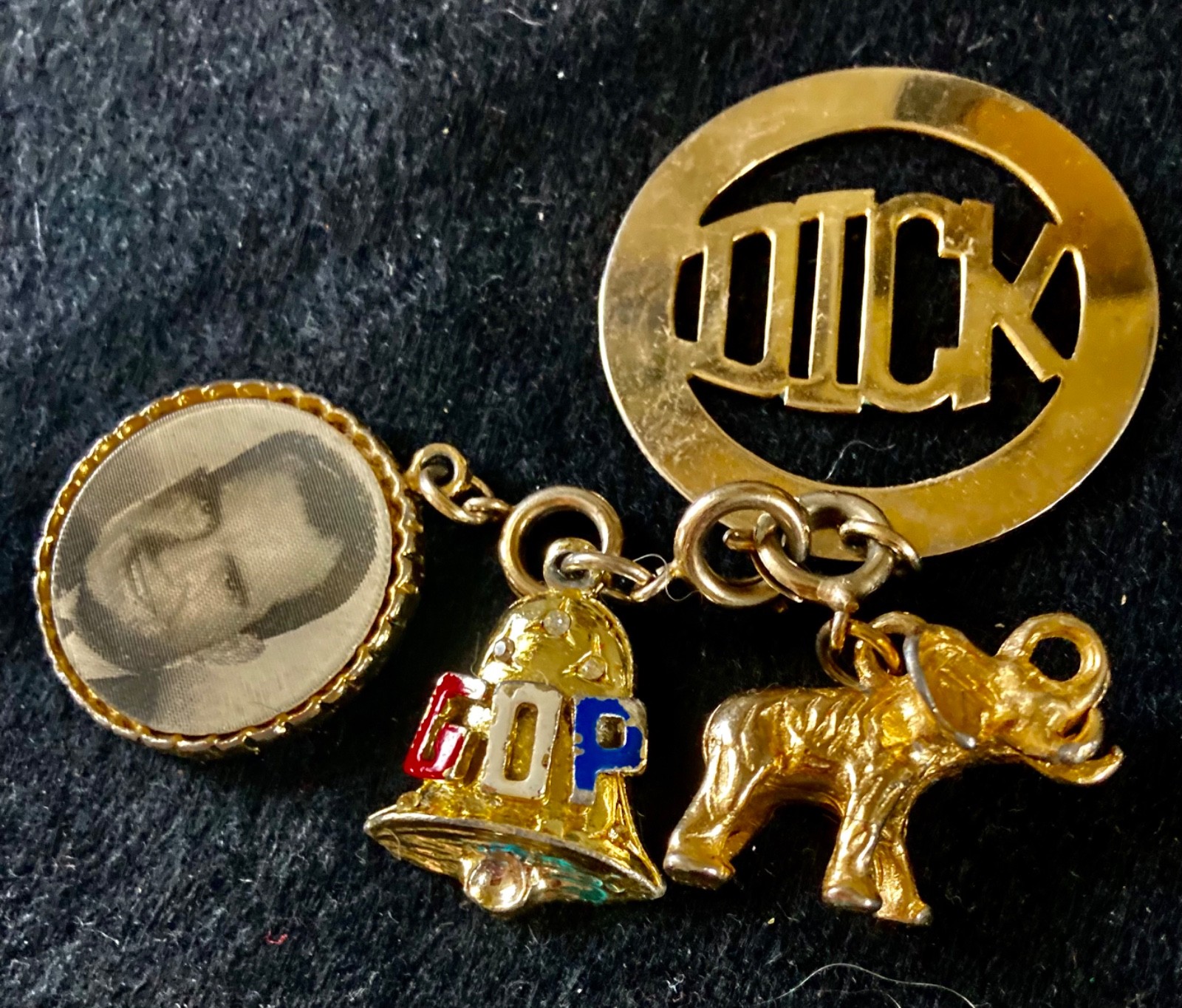 Vintage Republican Political Charms 1960, 1968  Nixon/Agnew Illinois State