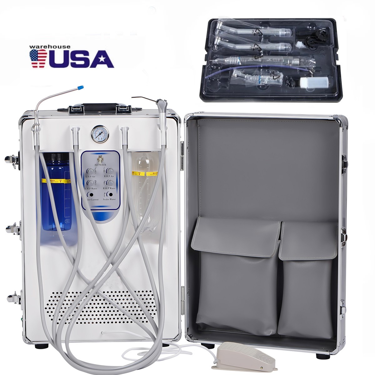 Unidad de entrega dental portatil móvil compresor de aire succión /handpiece po
