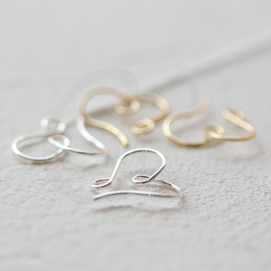Solid Brass Earring Hooks - Heart 15mm (4578C)
