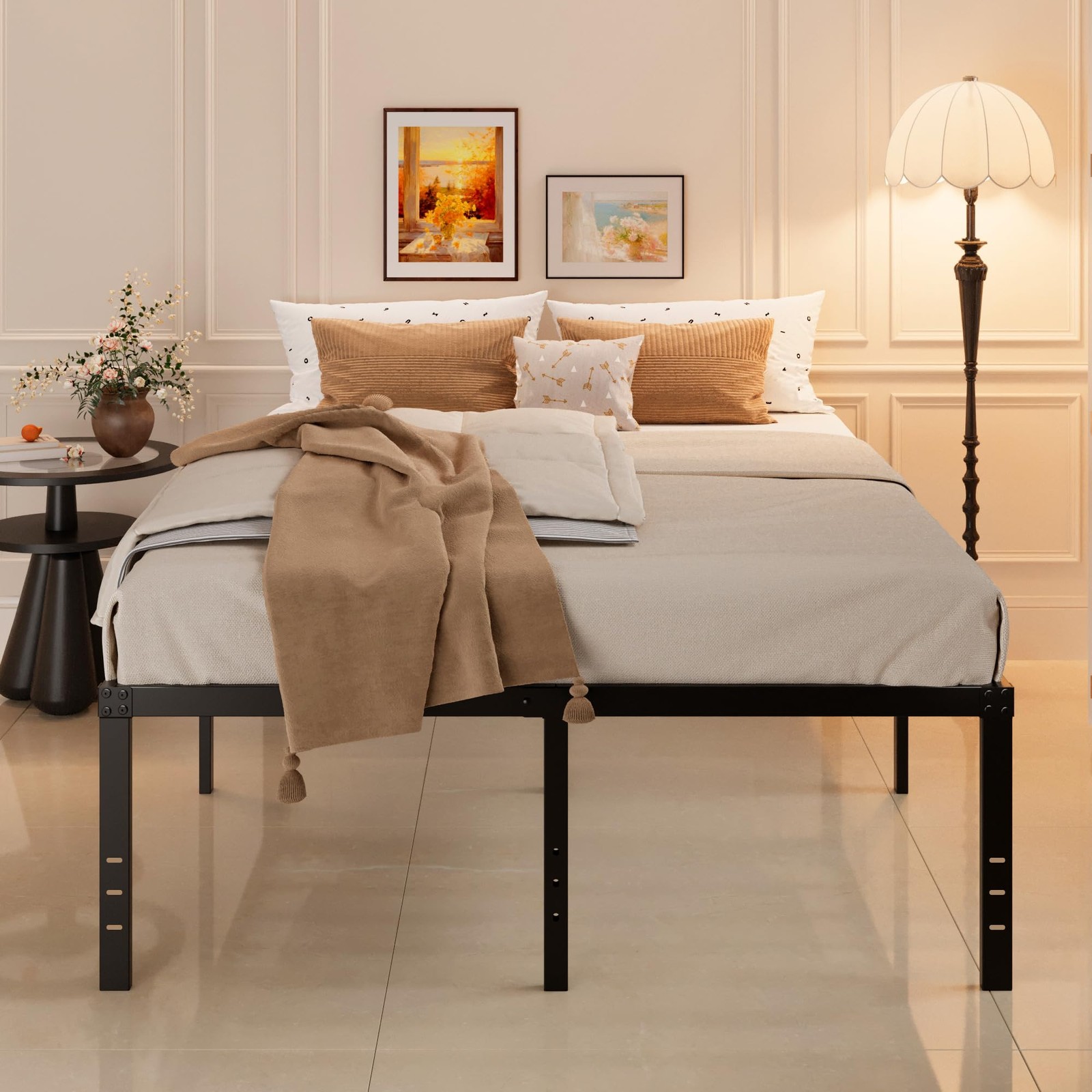 20 Inch Queen Bed Frame, Heavy Duty Metal Platform, No Box Spring Needed