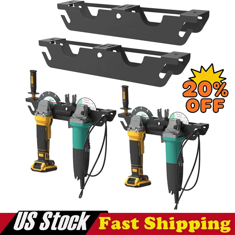 2X Angle Grinder Holder - 4 Bay Angle Grinder Rack/Stand Storage Rack Wall Mount