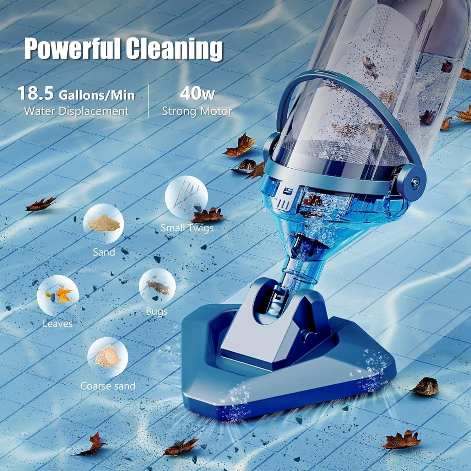 Rechargeable Pool Vacuum Cleaner with Telescopic Pole
