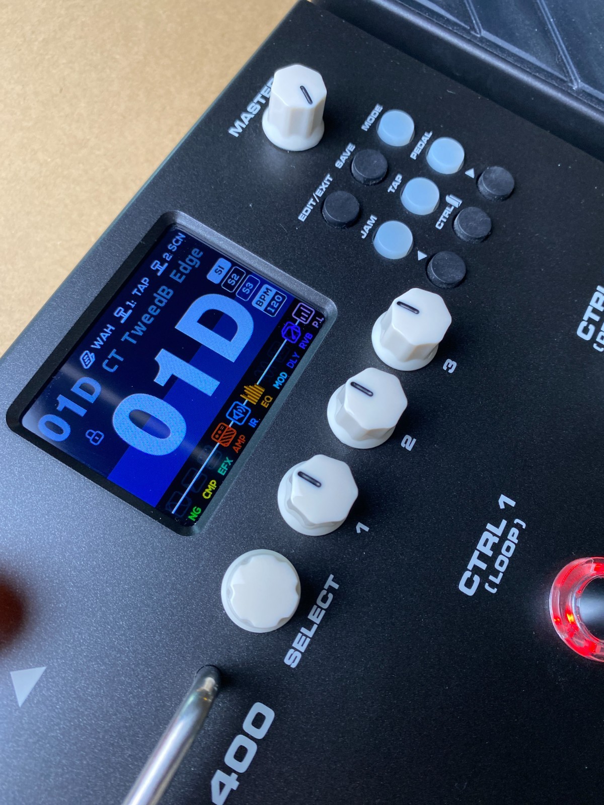 NUX MG-400 Dual DSP Modeling Guitar and Bass Effect Processor Pedal Black