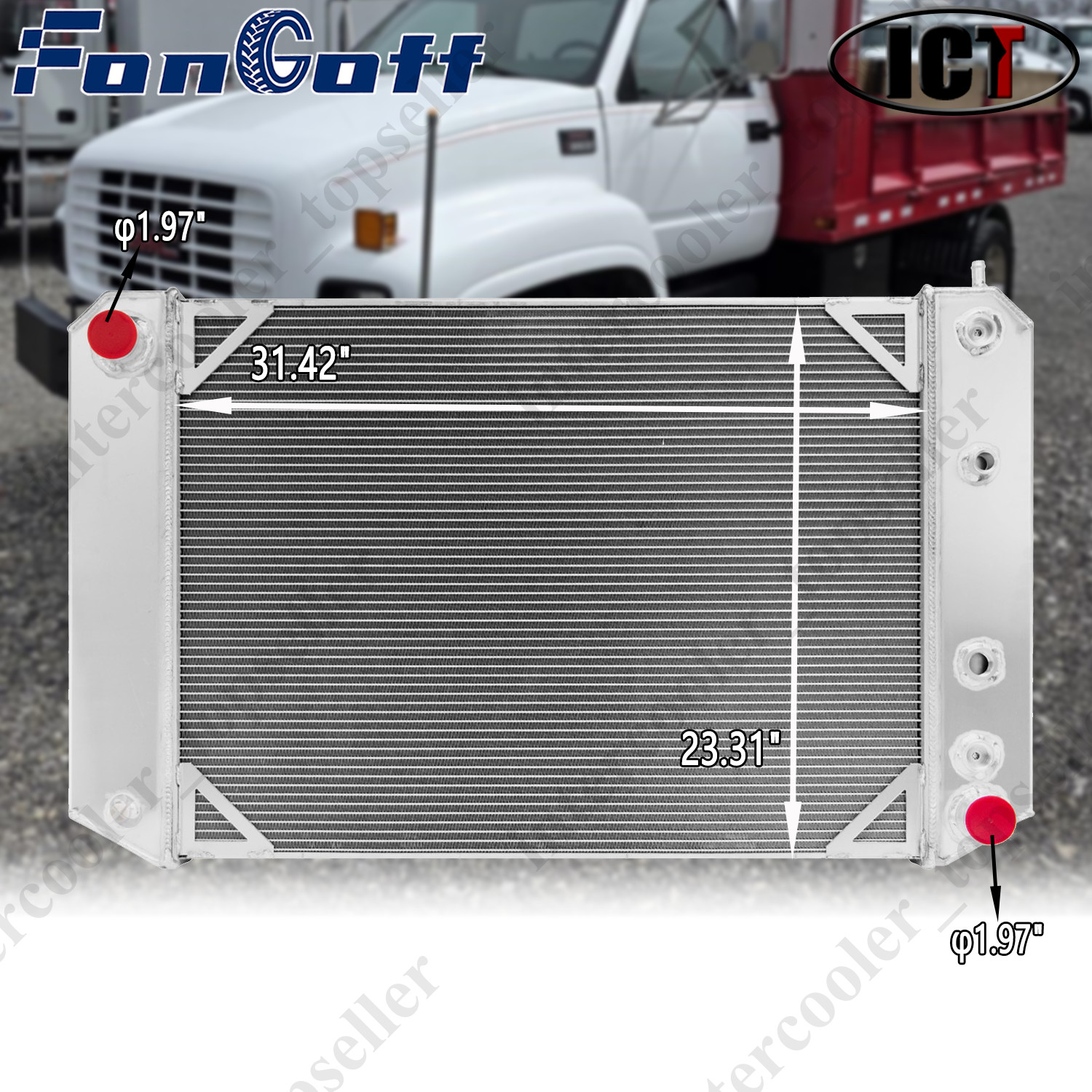 4-Row Aluminum Radiator For 1997-2002 GMC Topkick Chevy Kodiak Series