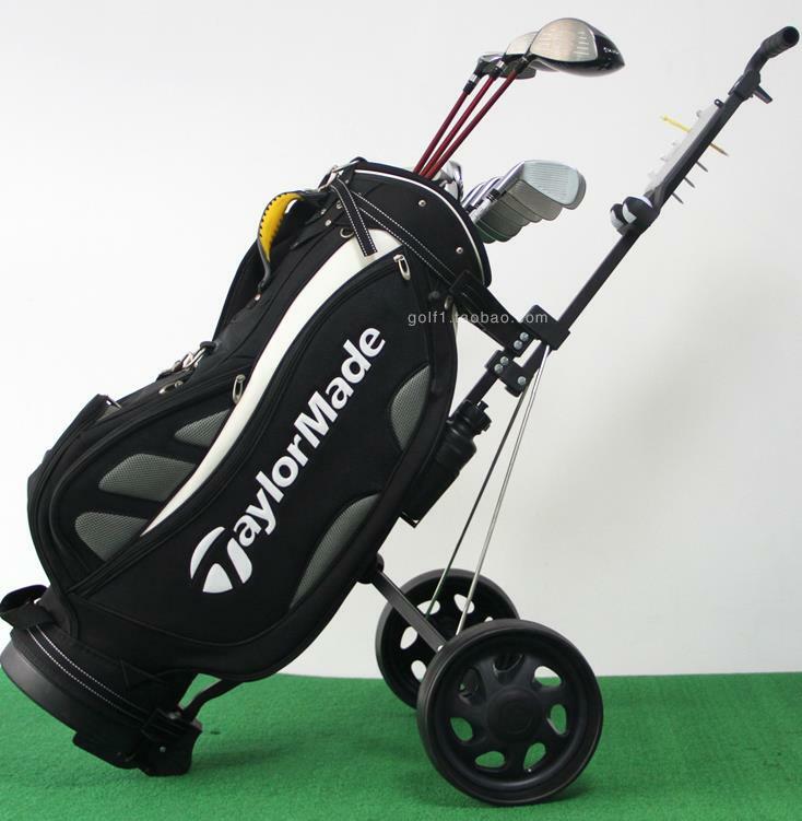 Foldable Golf Cart 2 Wheel Push Pull Golf Steel Frame Cart Trolley Swivel Black