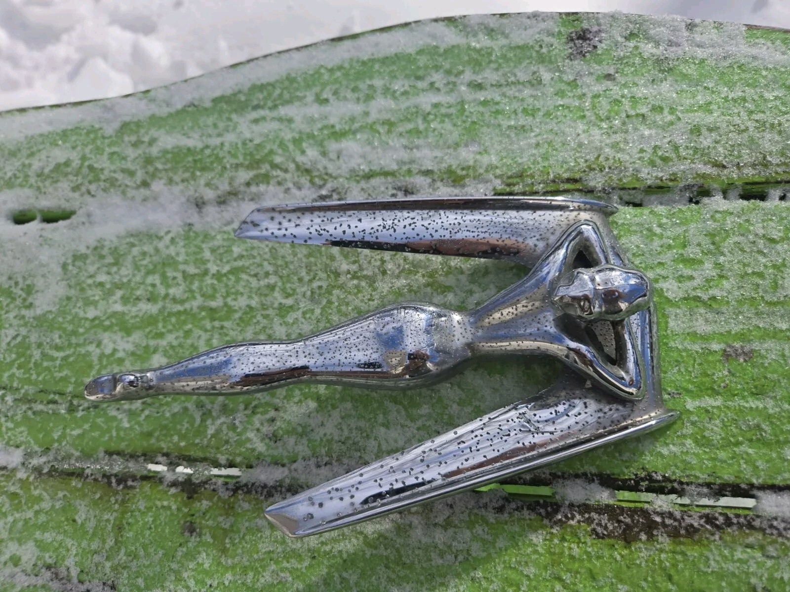 Vintage Original 1951 Nash OEM Hood Ornament ChromeFlying Lady Goddess # 25428-2