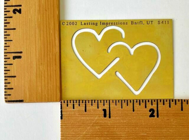 Lasting Impression Brass Template Emboss Intertwined Hearts - NEW