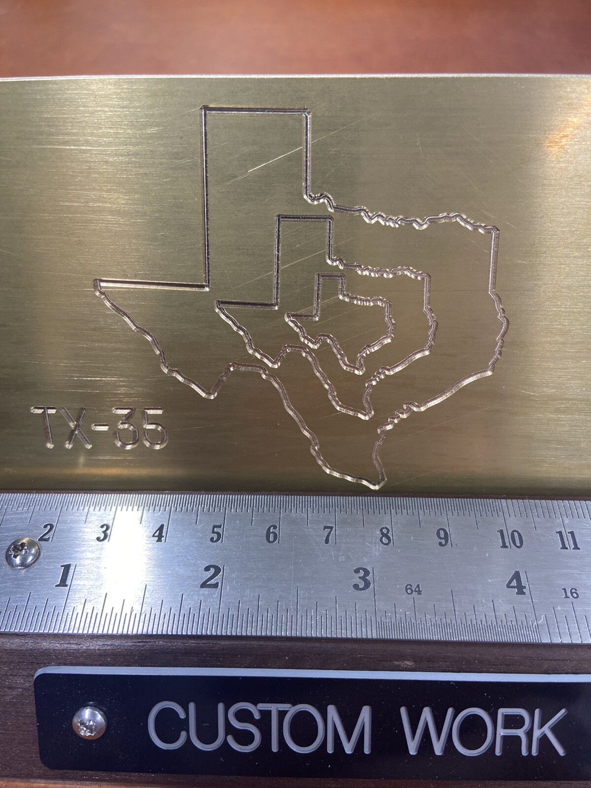 TEXAS STATE OUTLINE SILHOUETTE BRASS ENGRAVING TEMPLATE FOR NEW HERMES FONT TRAY