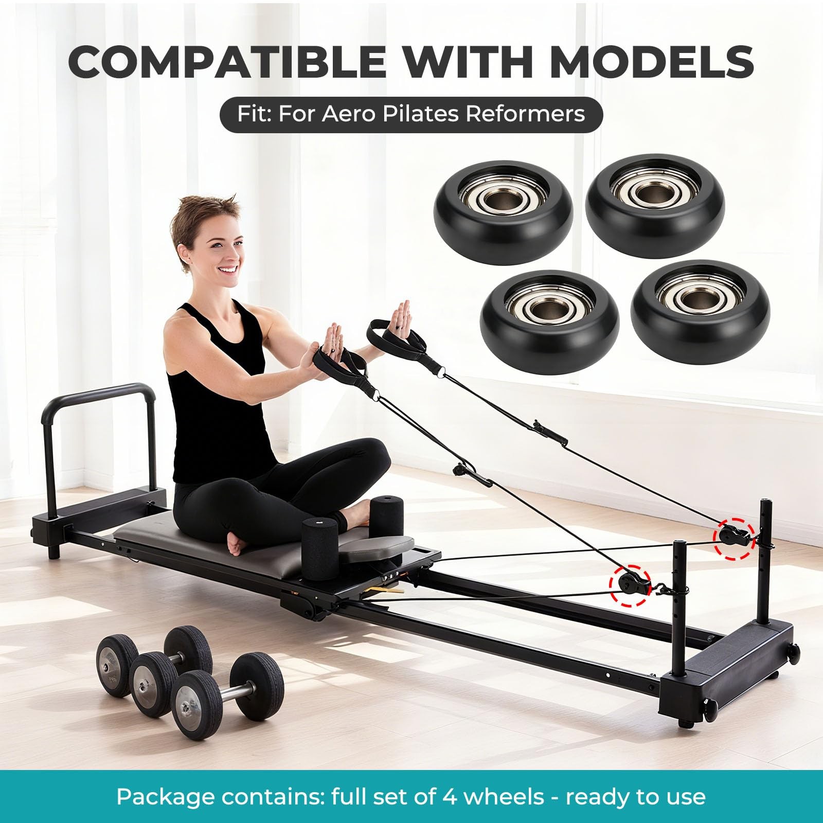 Roller Wheels for Aero Pilates Reformer, Replacement Roller Wheels for Pilate...