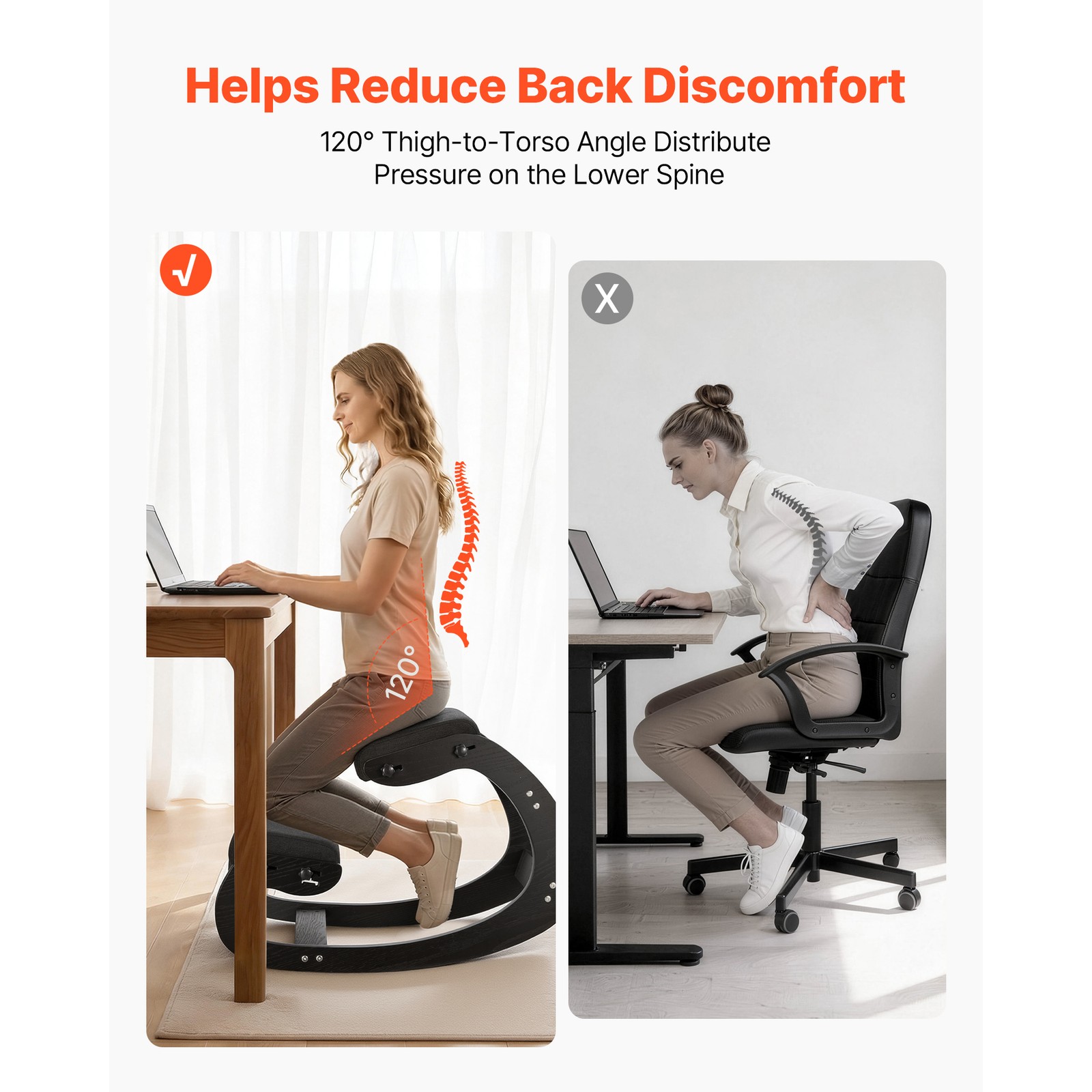 Uimoso Ergonomic Kneeling Chair with Adjustable Height and Comfortable Cushions