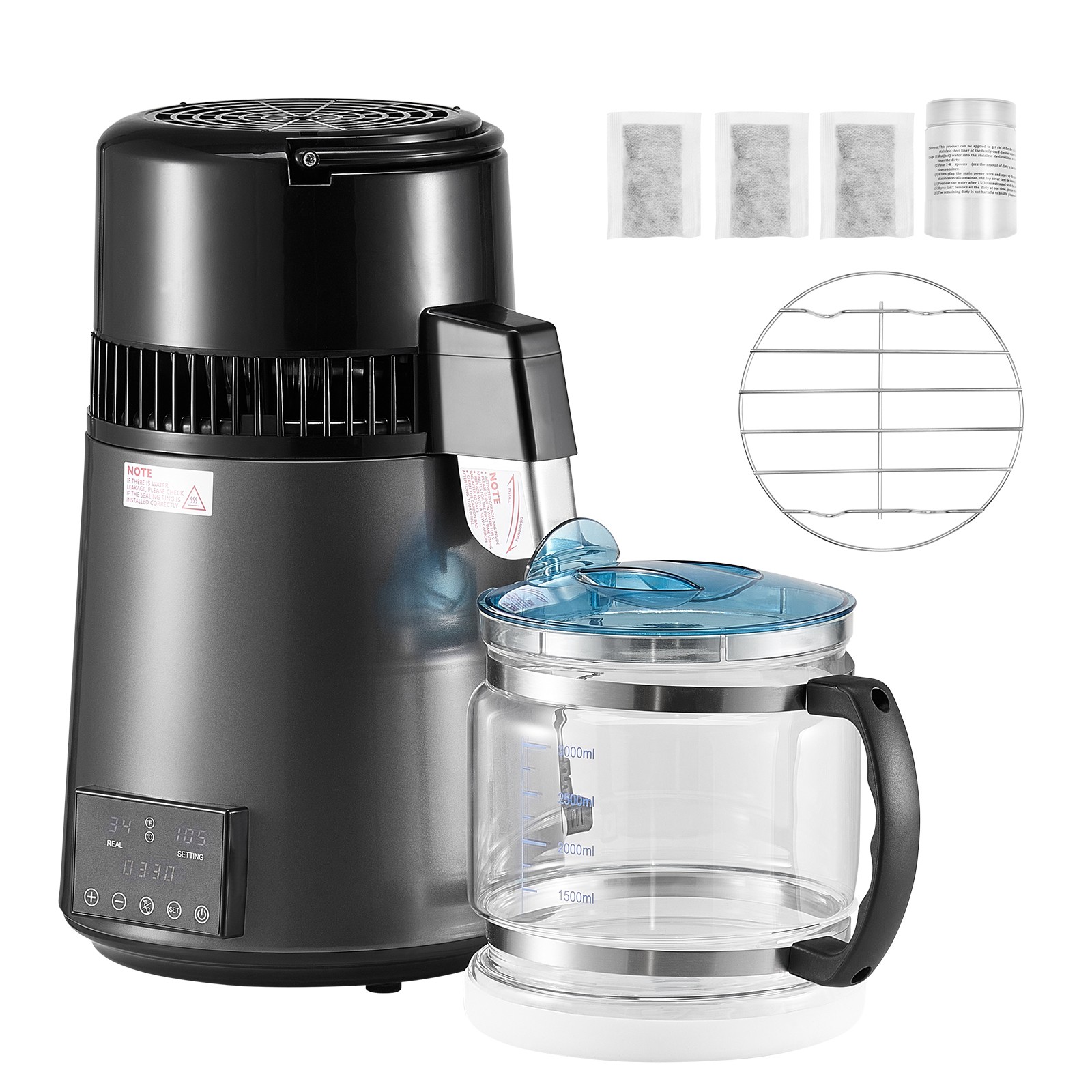 Uimoso 4L Countertop Water Distiller 1.5L/H Purifier Machine 1750W Stainless