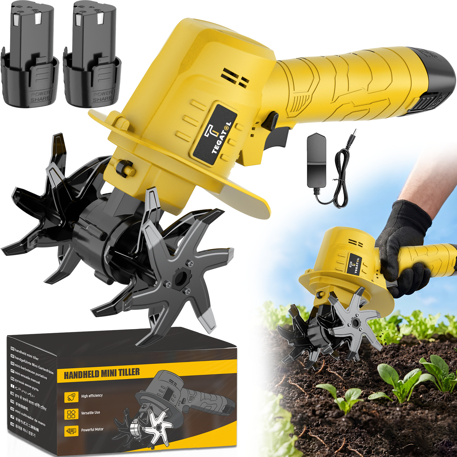 12V Cordless Handheld Soil Loosening Machine, Portable Soil Tiller