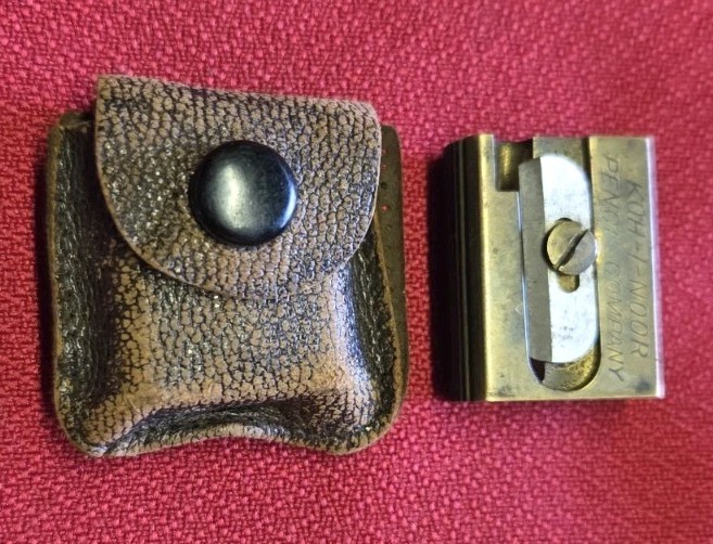 Vtg. KOH-I-NOOR Brass Pencil Sharpener w/ Case Made In Germany