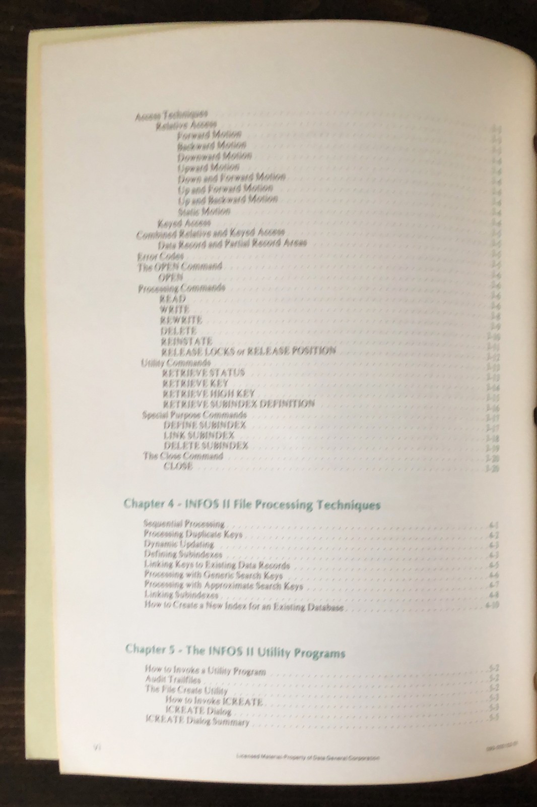 Data General DG - INFOS II System (AOS) User's Manual