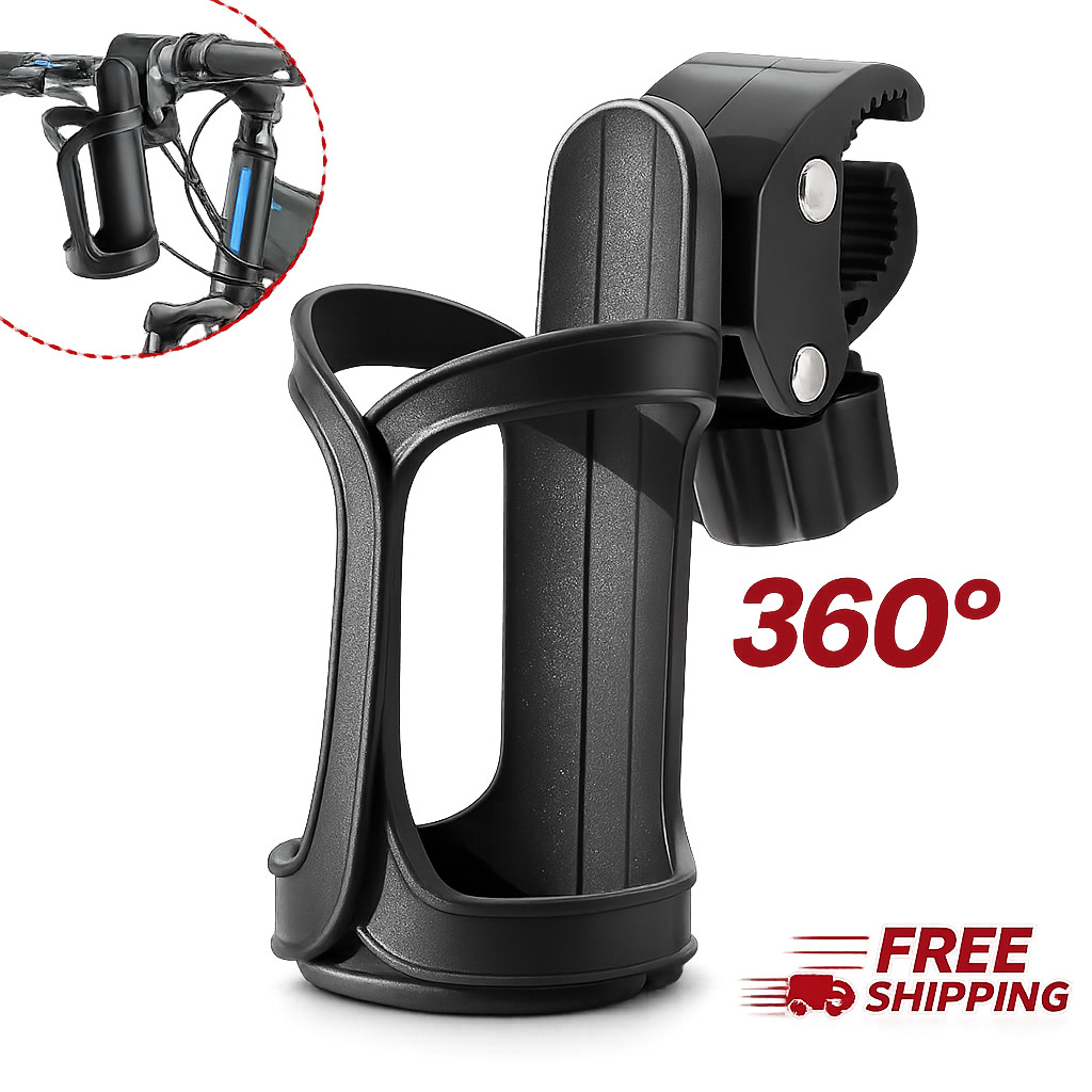 360° Bike Cup Holder For Wheelchair Walker Rollator Bike Stroller Universal