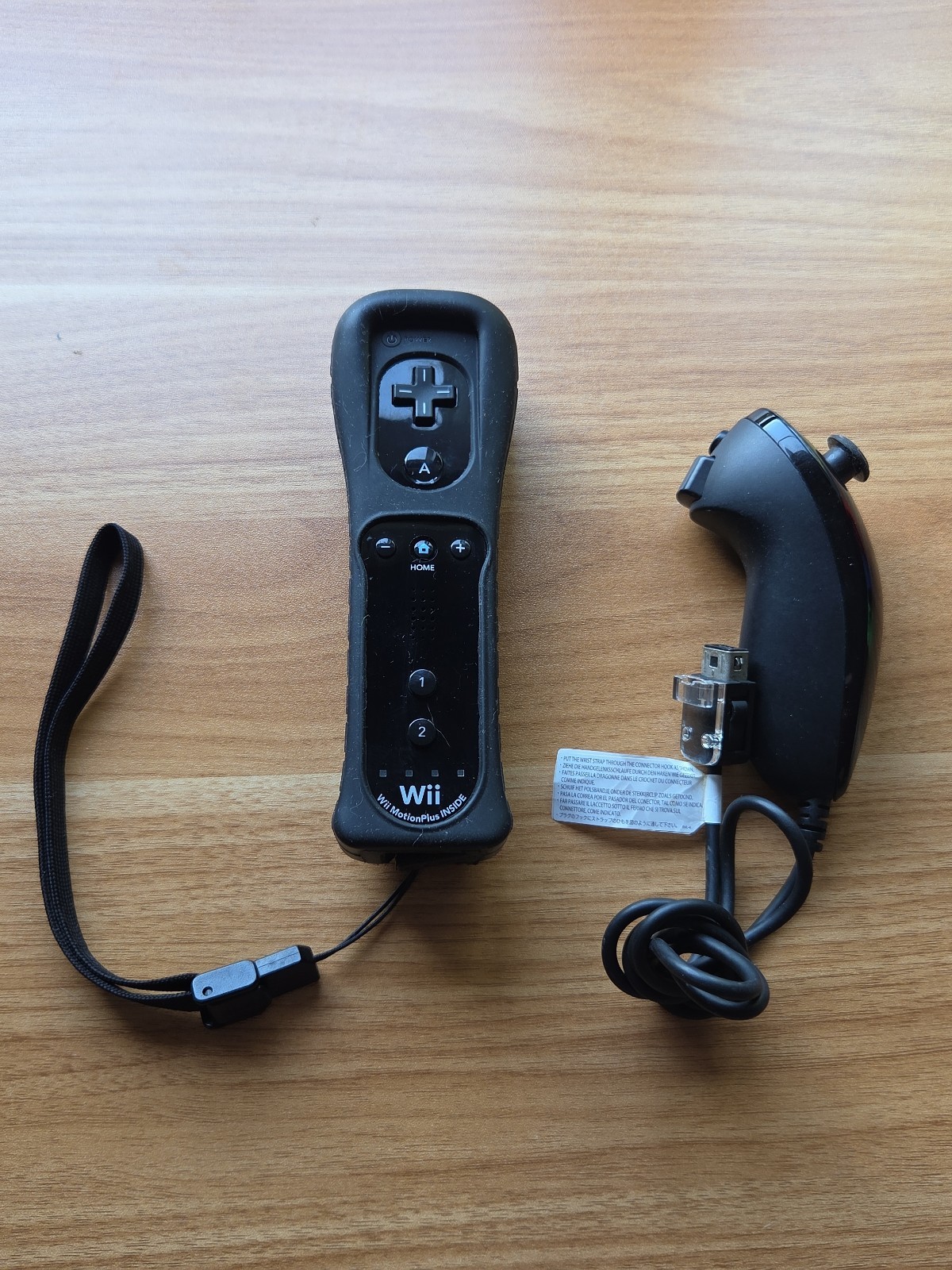 Nintendo Wii Remote Motion Plus Black Tested Controller with Black Rubber Case
