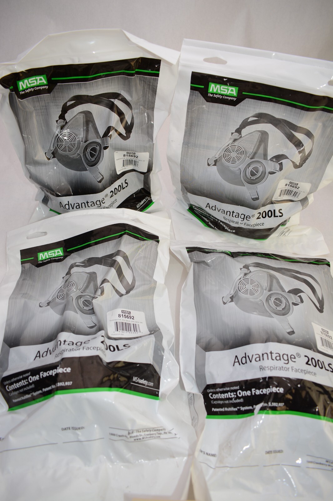 LOT 4pc MSA  Advantage 200 LS Respirator, with 2-Piece Neckstrap, Medium, Blue