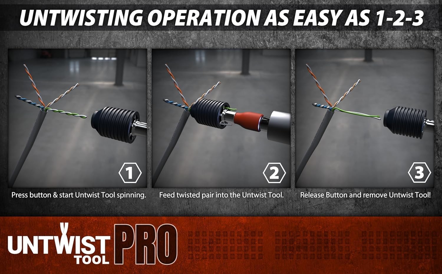 Untwist Tool PRO-COMBO Quickly Separates CAT5e, CAT6, CAT6A, & CAT7 (USB-C)