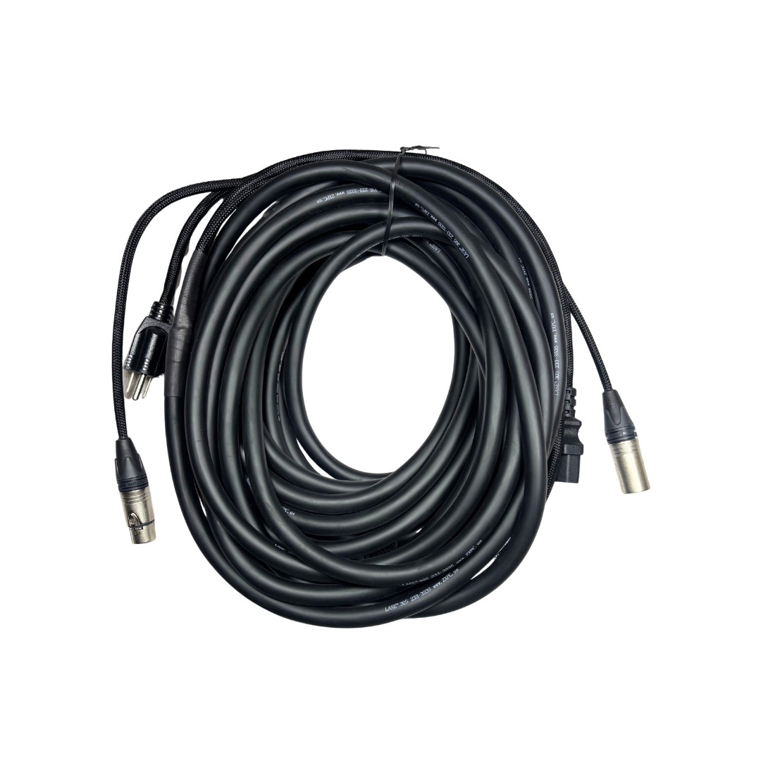 LASE 50 Ft Siamese Cable AC Power & XLR NEUTRIK Audio Cable for Power Speakers