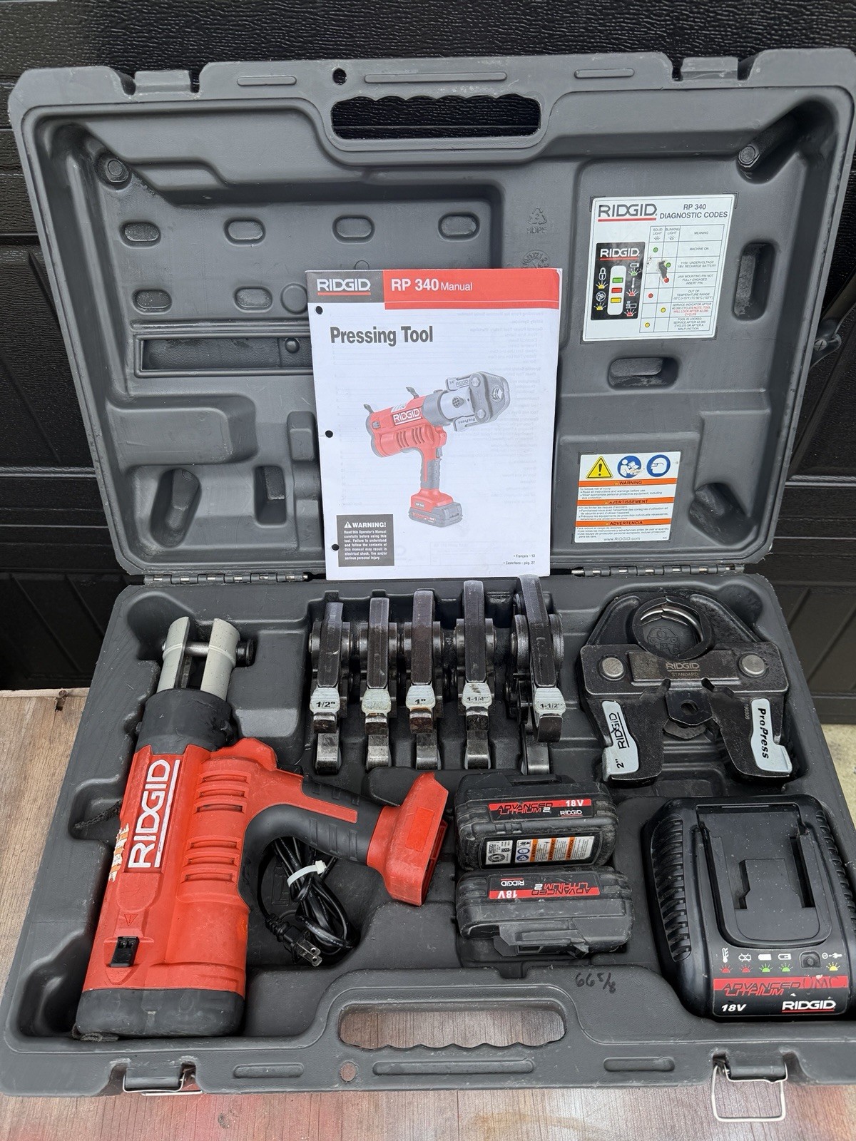 RIDGID RP 340 18V ProPress Press Tool Kit for copper pipe. w/ Jaws 1/2-2” 350