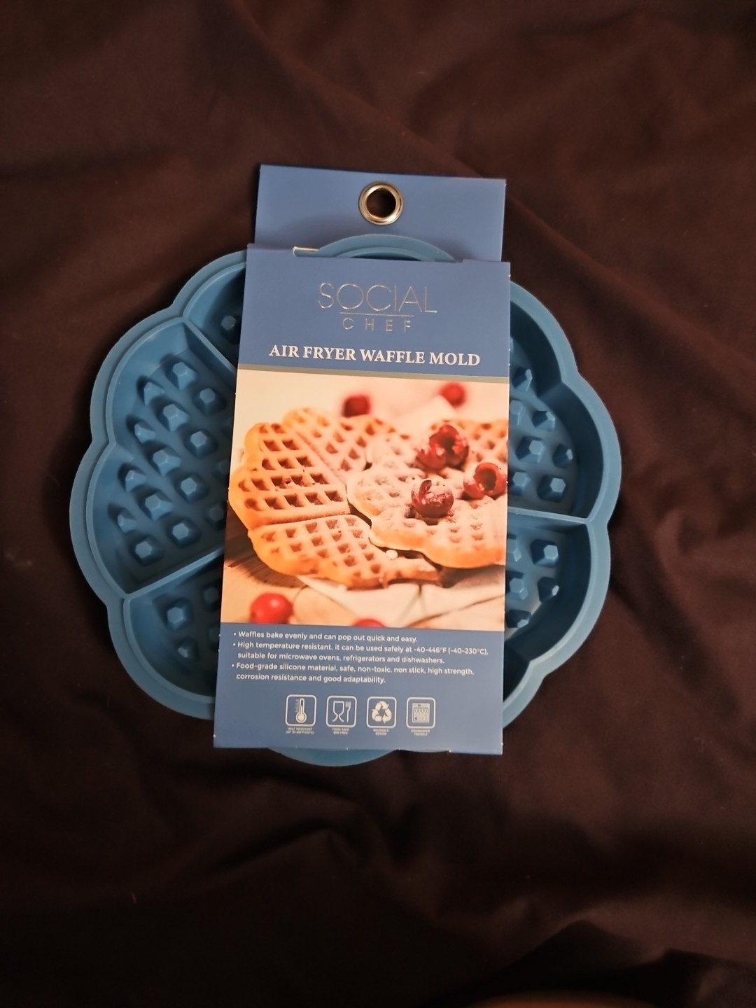 Social Chef Silicone Air Fryer Waffle Mold Blue