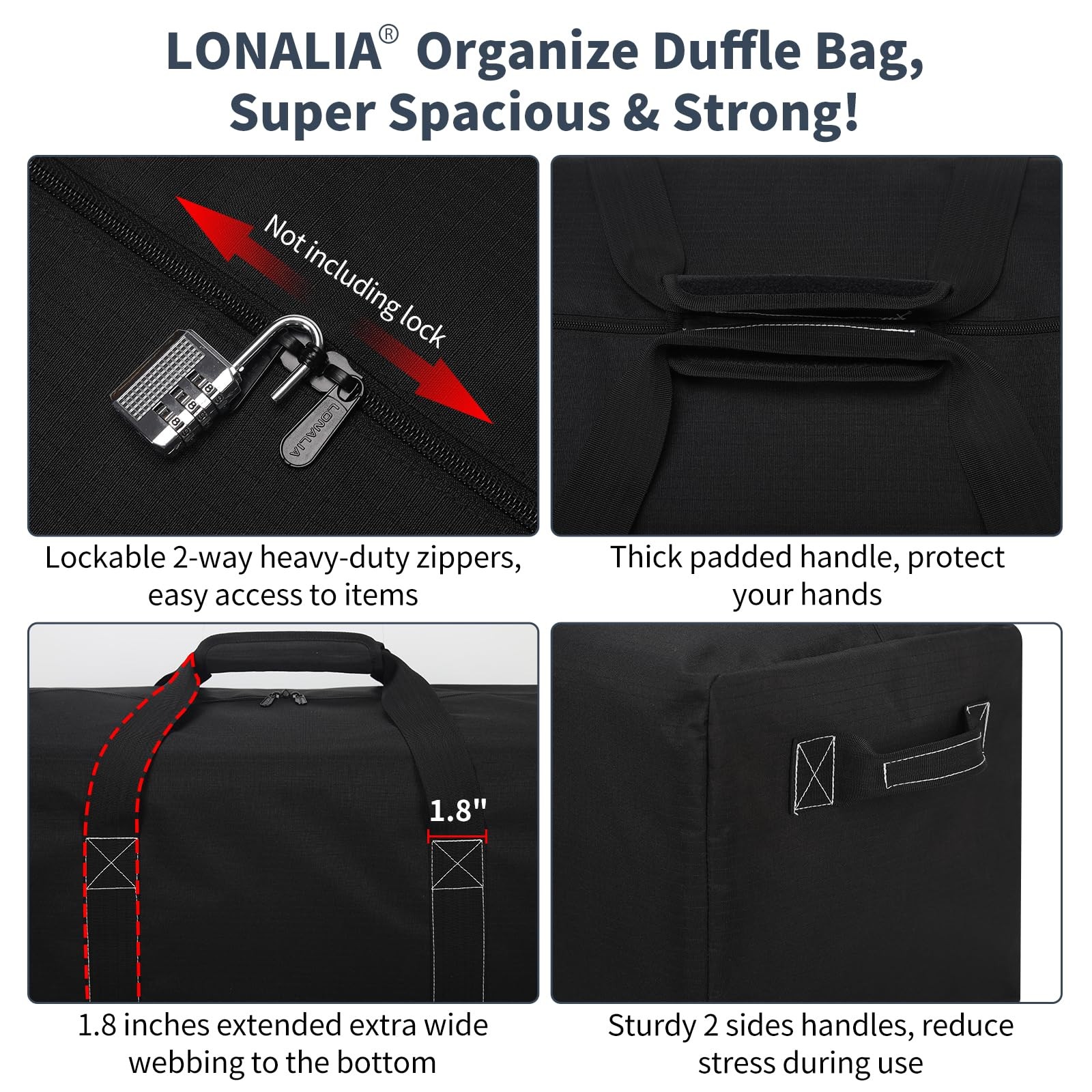 48 Inch Duffle Bag Travel Camping 165L Extra Large Heavy Duty Sport Storage