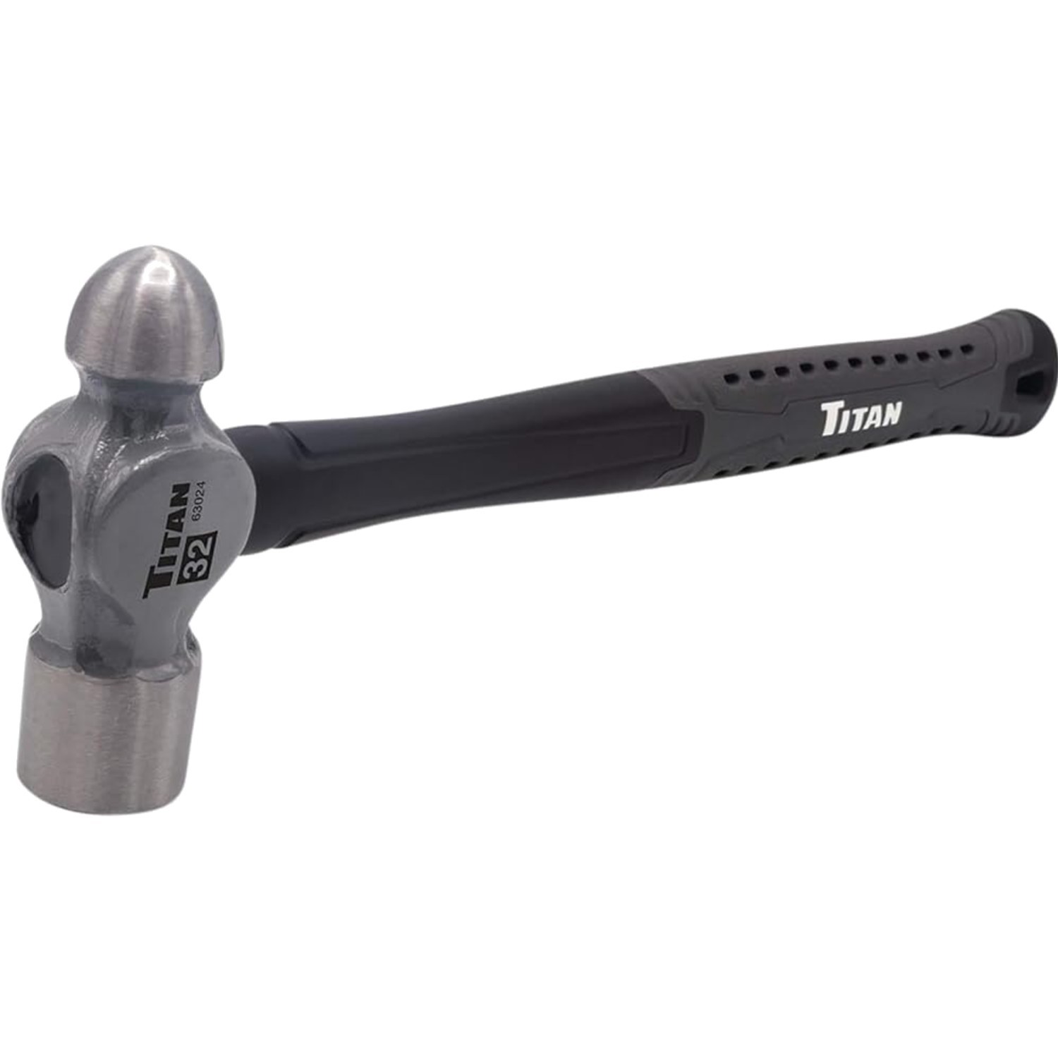 Durable 32oz Ball Pein Hammer - Shock Absorbing Fiberglass Handle & Rubber Grip
