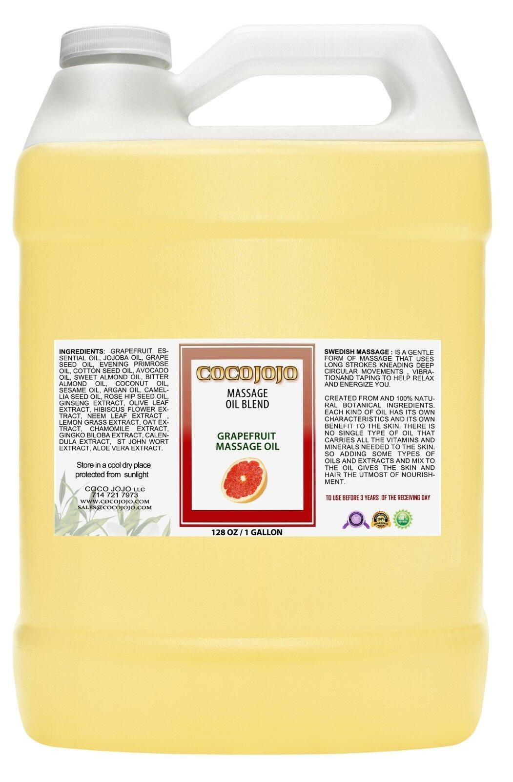 GRAPEFRUIT ESSENTIAL OIL BLEND Formula WITH PURE JOJOBA ARGAN REDUCE CELLULITE