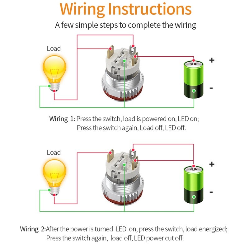 16mm High Current 16A High-Power Metal Push Button Switch 12V 24V 220V LED Light