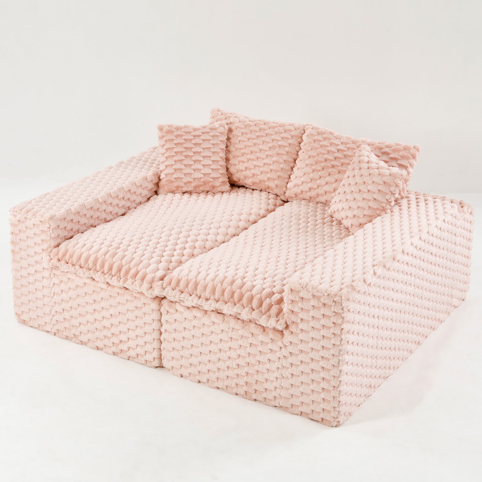Luxury Pink Turtle Velvet Multifunctional Sofa - Arrangeable in Single Row, Sid