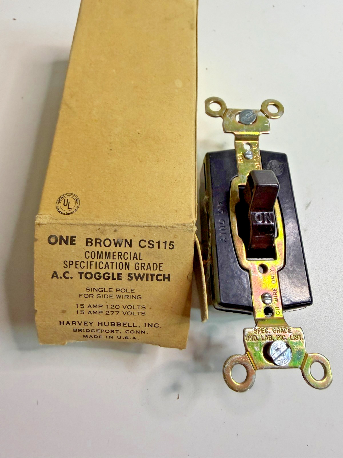 ONE Brown  CS115, Commercial specification Grade A.C. Toggle Switch Single Pole