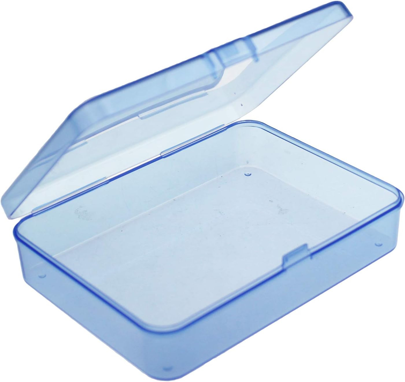 8 Pieces Rectangular Plastic Storage Boxes, Blue, 4.5X3.3X1.1 Inch | Hinged Lids