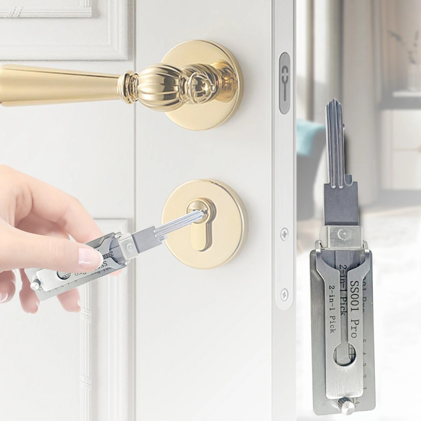 2-in-1 Stainless Steel Key Decoder SS001 PRO Lock Decoder Repair Tools-Free Ship