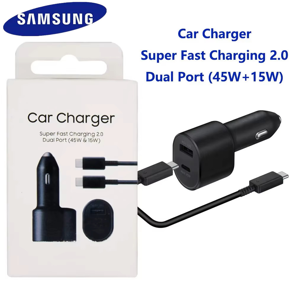 *Lot of 3pcs* Samsung Dual Port Super Fast Charging Car Charger + USB-C Cable