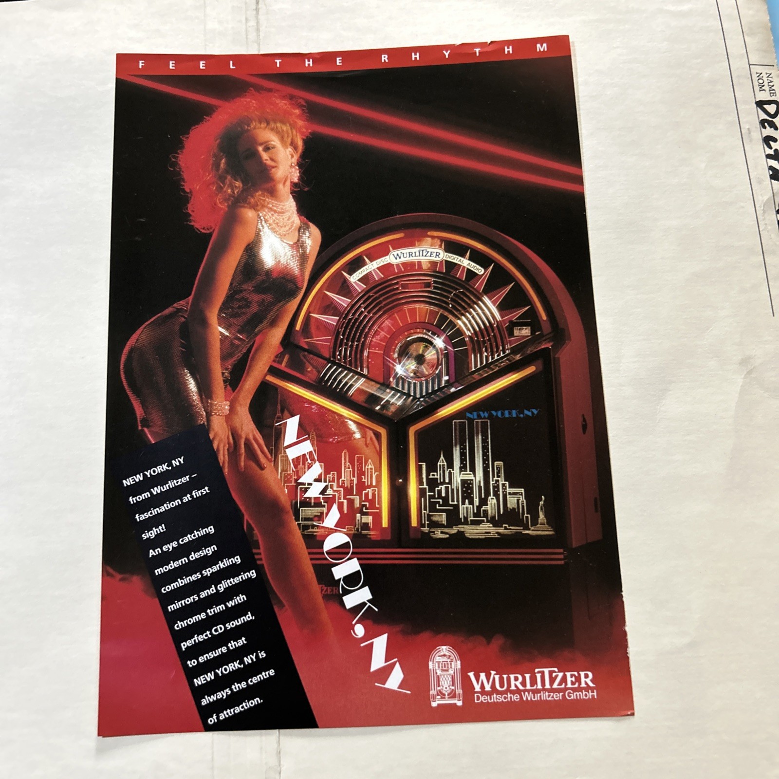 Original Factory Jukebox Wurlitzer New York New York Ny Phonograph FLYER