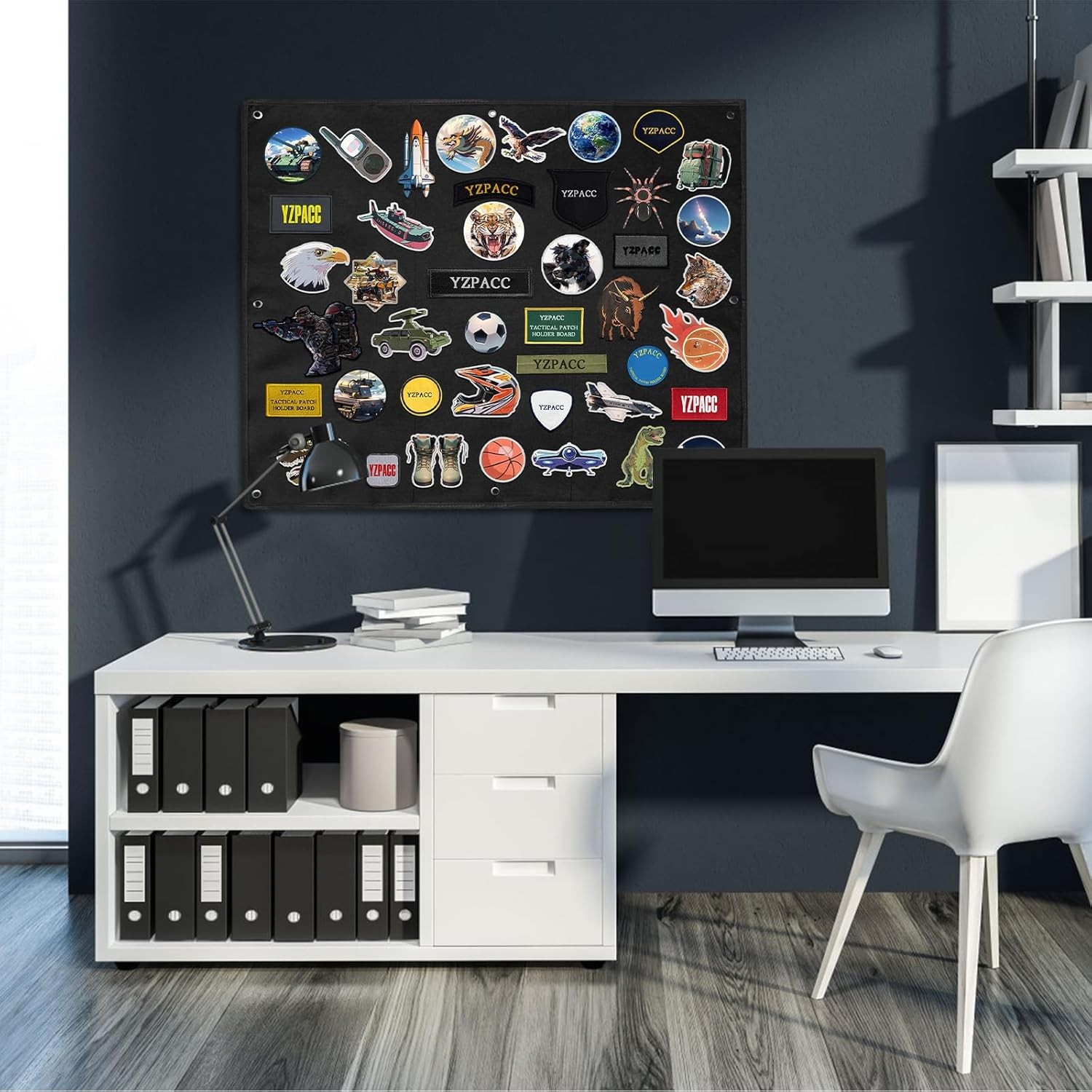 Tactical Patch Display Board,Hook & Loop Foldable Black(33X27.5In)