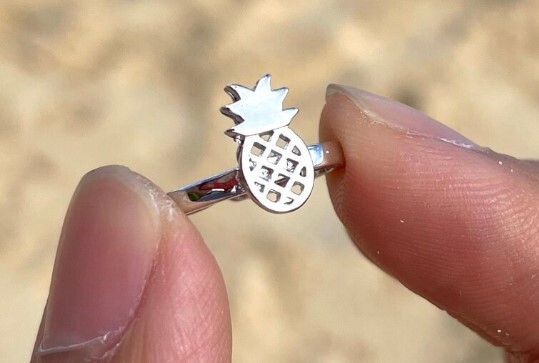 Women's Solid Metal 925 Silver Pine Apple Adjustable Toe Ring White Gold Plated
