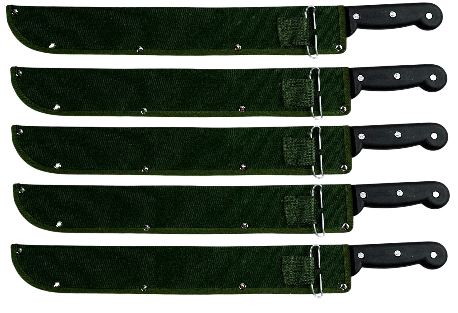 5 Pc Machetes with Protective Sheath Plain Edge Brush Gardening Survival Hunting