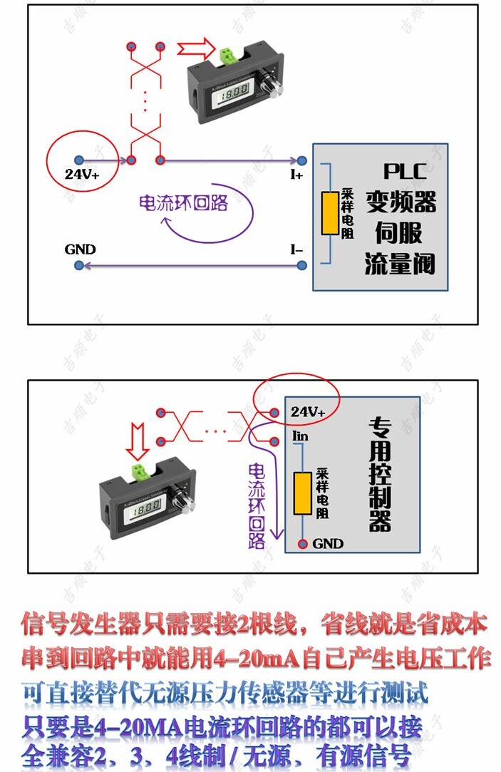 4~20mA PLC Signal Generator Current Transducer Test Two Wire Output