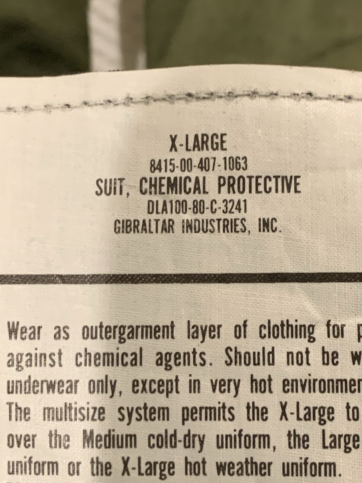 1981 Gibraltar Industries Chemical Protective Suit Trousers Pants Size X Large