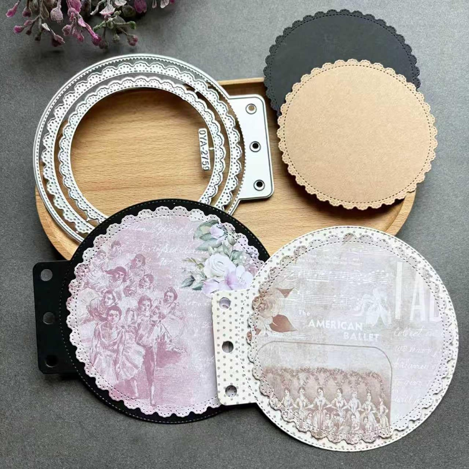 Circle Loose-Leaf Lace Die Cuts for Card Making, Background Frame Cutting Die...