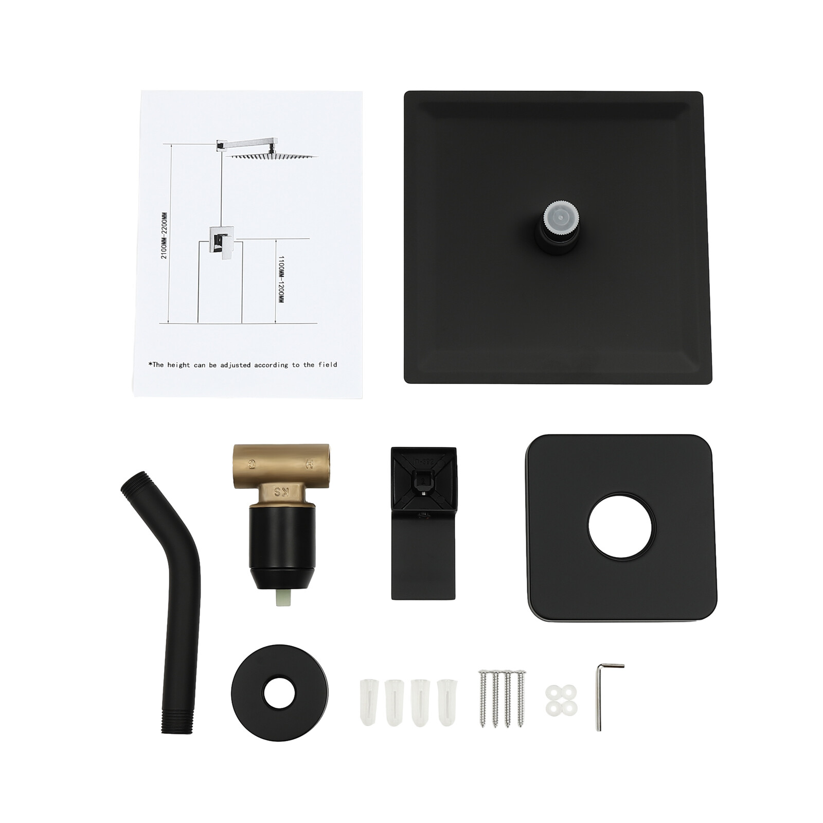 8" Black Shower Faucet Set Bathroom Rain Shower System Shower Trim Kit w/ Valve