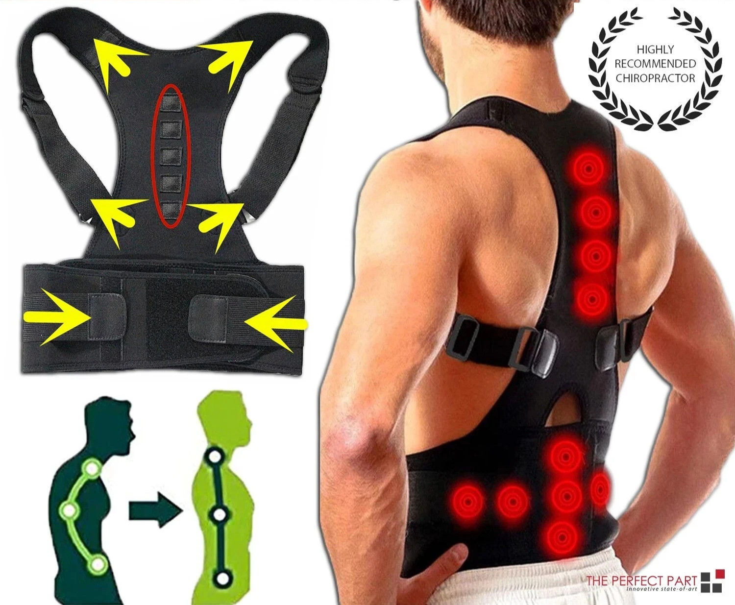 Posture Corrector Support Magnetic Back Shoulder Brace Belt Band For Men Women