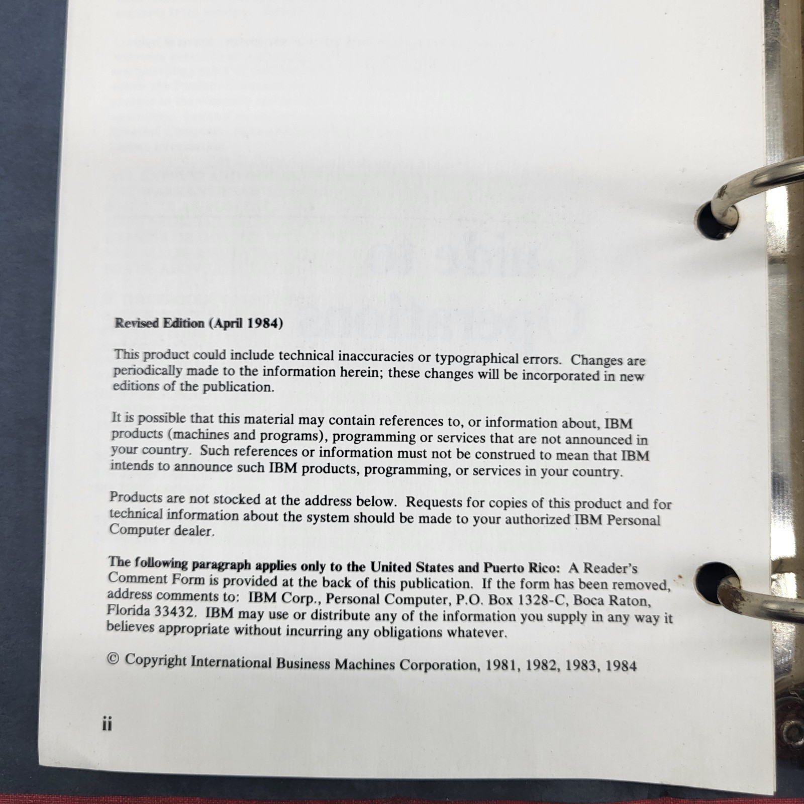 IBM Guide to Operations Hardware Reference Library 6322510 Water Damage