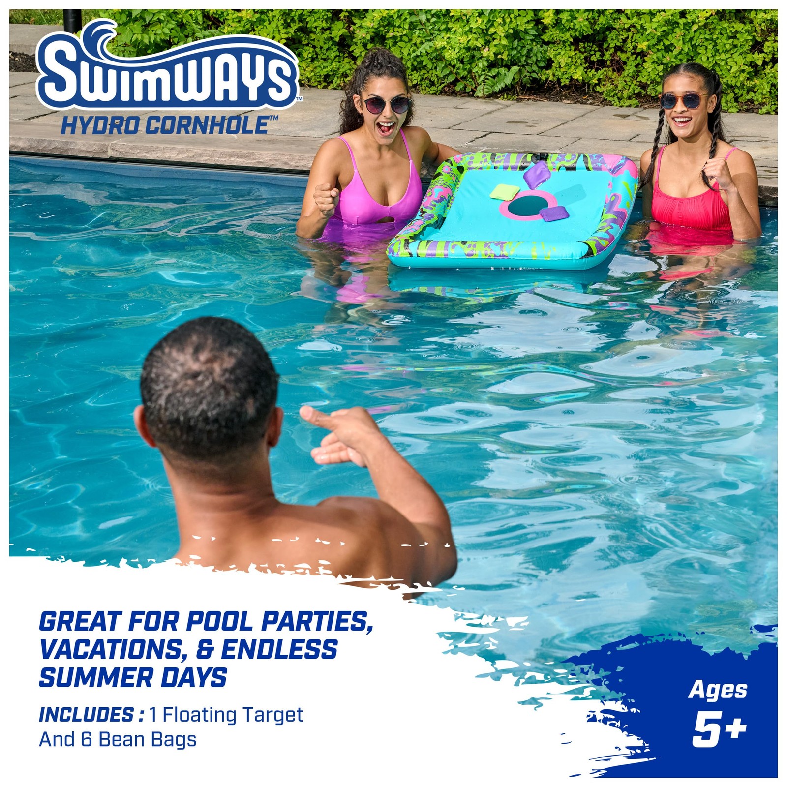 Hydro Cornhole Pool Game with Floating Bean Bags - Fun for Beach & Pool