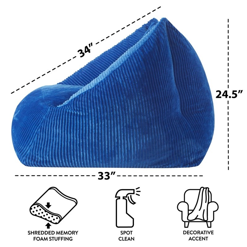 Becky G Alejandra Ribbed Plush Foam Chair Comfortable Indoor Seating 33x34x27 US
