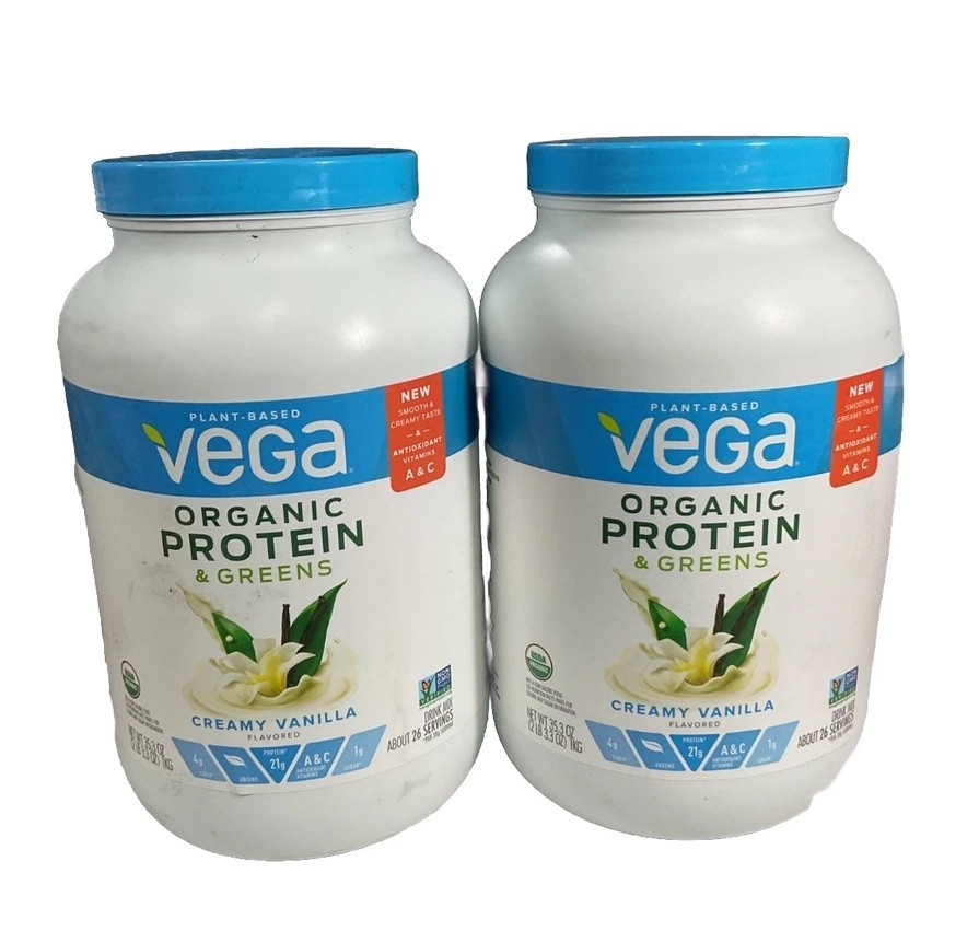2X - Vega Organic Protein & Greens, Vanilla, 21g Protein 26 Servings 2.2 Lbs